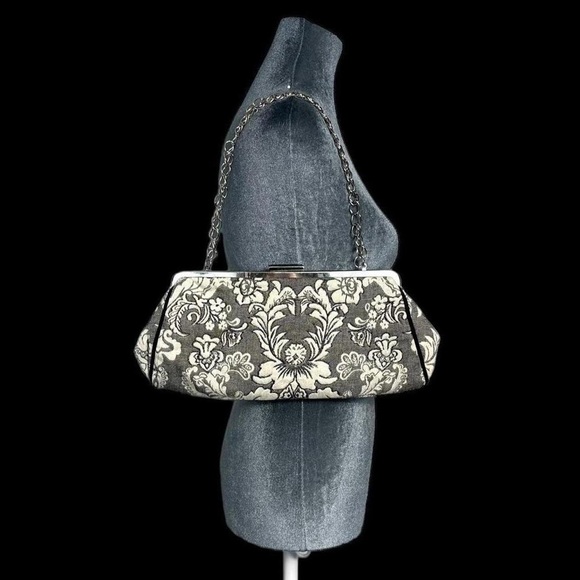 embroidered brocade tapestry baguette chain shoulder bag / clutch baroque gothic - Picture 8 of 8